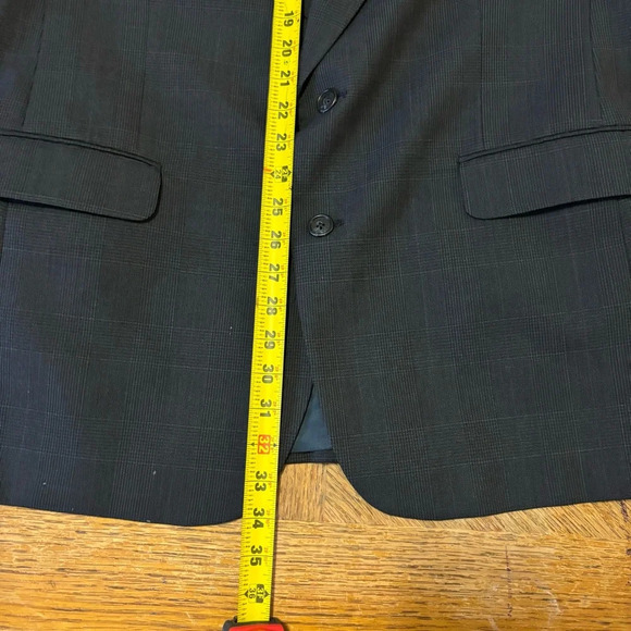 Vintage Jacket Blue Plaid 100% Wool Blazer John Alexander for Foleys 42R X 36W - Picture 7 of 10